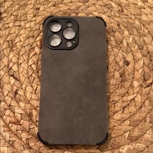 Sleek Gray Leather Phone Case 13 pro